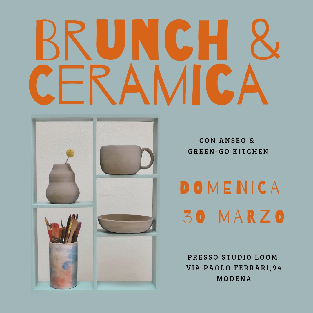 Workshop di ceramica a Modena con Anseo buffet vegetale con Green Go Kitchen presso Studio Loom